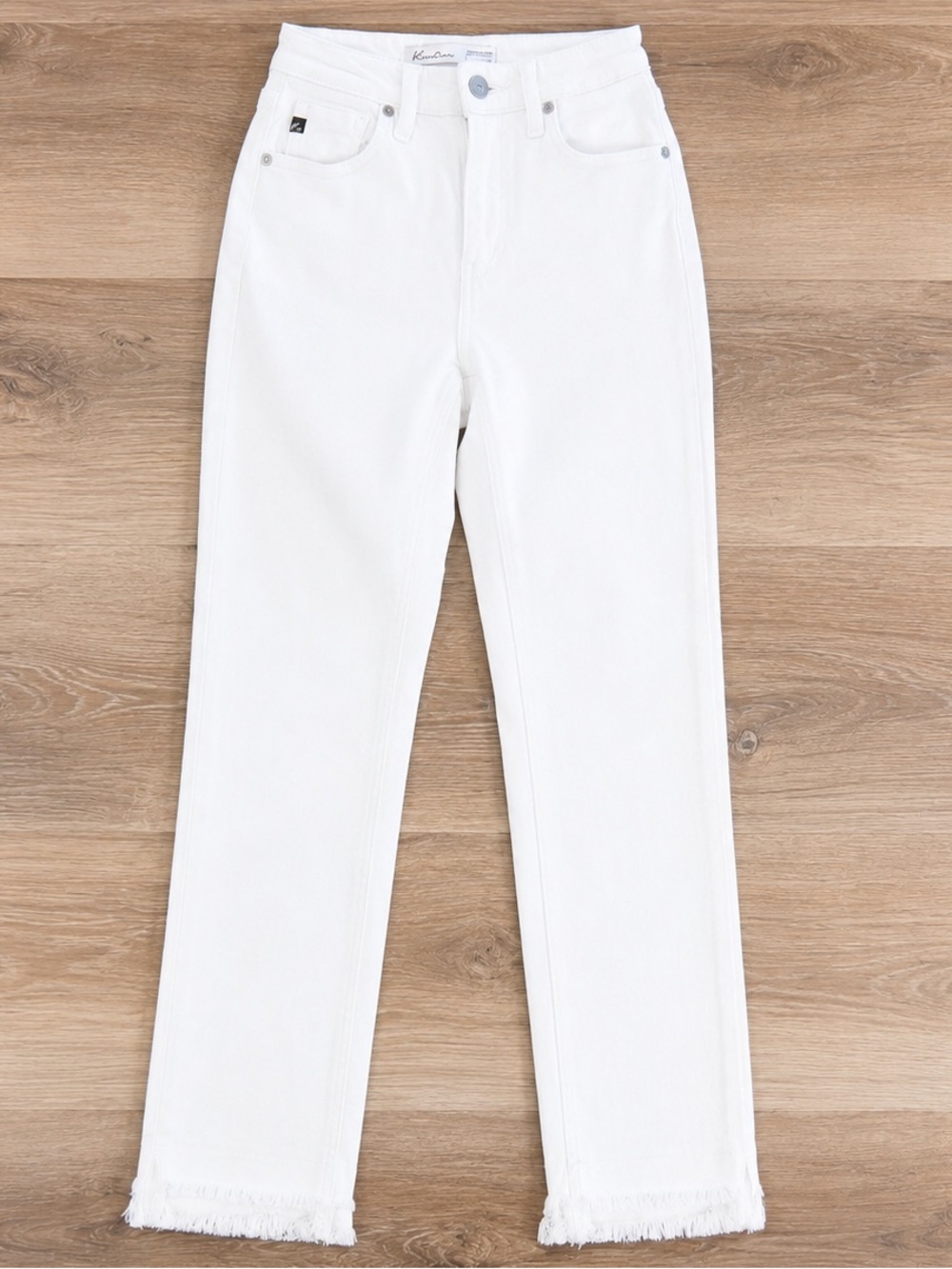 KanCan White High Rise Double Layer Frey Hem Ankle Jeans Size 23/00 NWOT